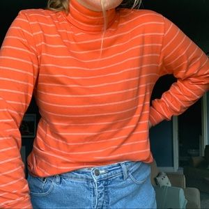 Orange Striped Turtle Neck